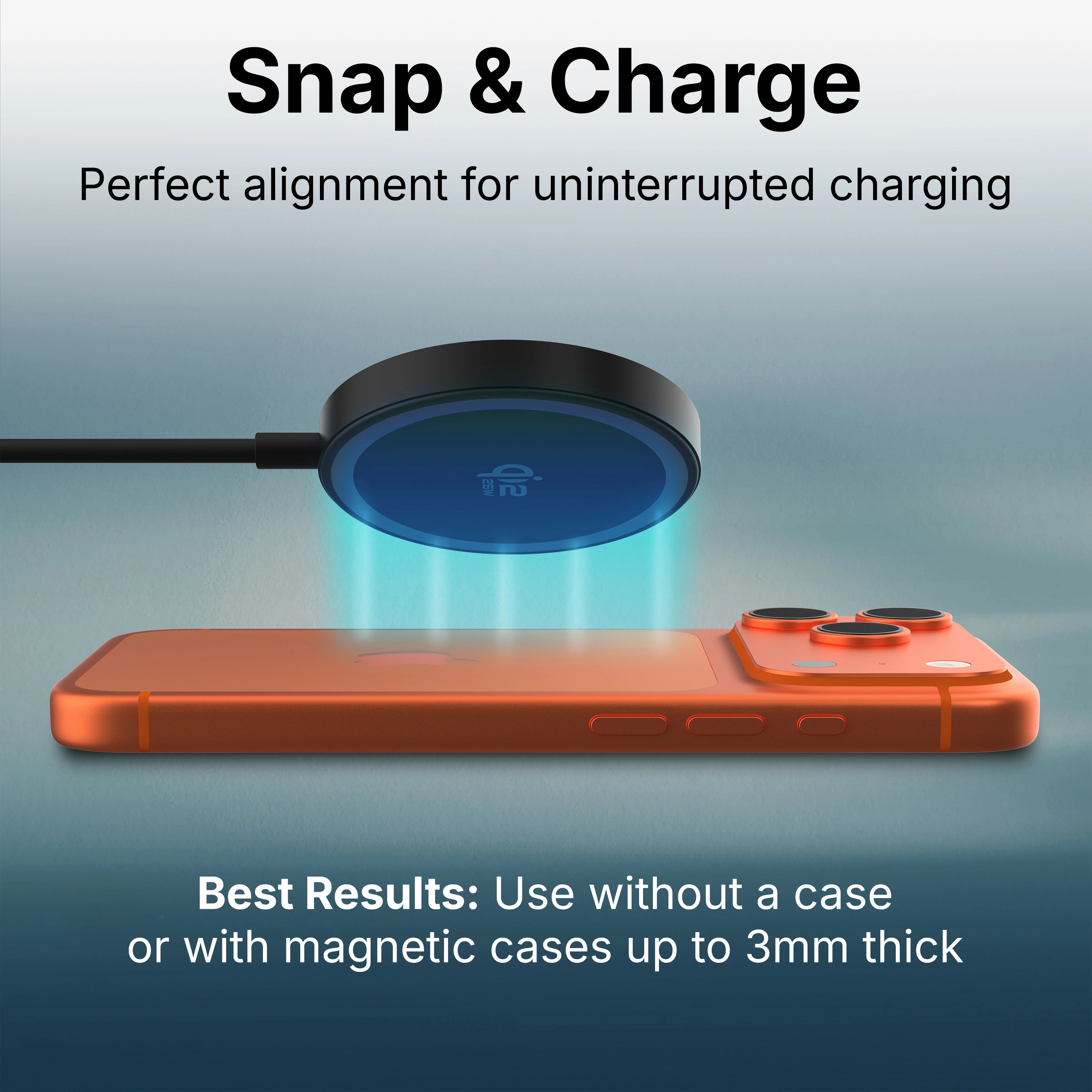 VisionTek Charge - 25W Magnetic Wireless Charger | Qi 2.2 Certified | Works with iPhone and Airpods
