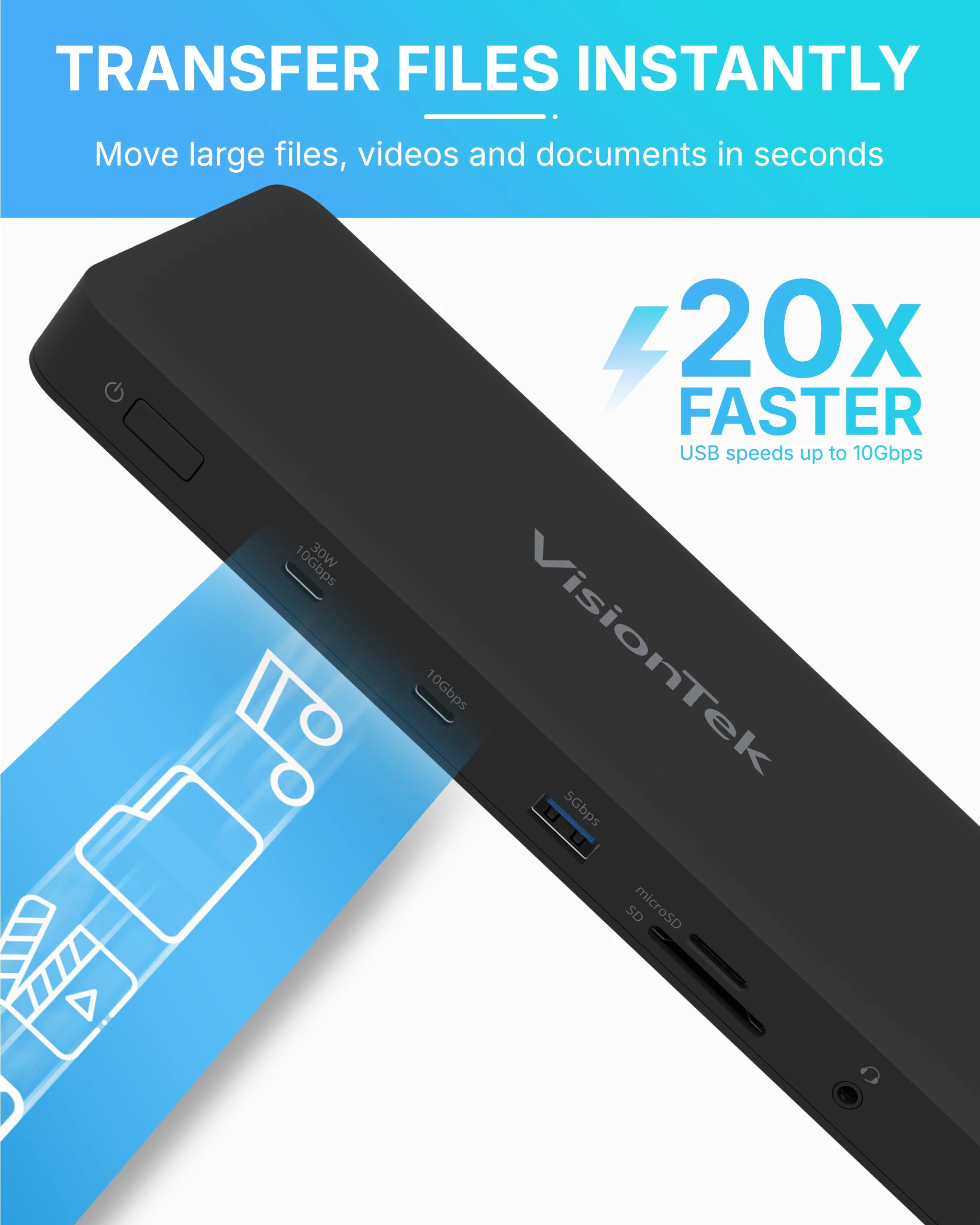 VisionTek VT8100DL Universal Quad 4K Docking Station | USB-C or USB-A | DisplayLink | 100W Power Delivery | Windows, Mac, ChromeOS Compatible