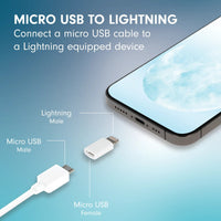 VisionTek.com - VisionTek Micro USB to Lightning MFI Adapter (2 - Pack) | Apple Certified | Charge & Sync iPhone, iPad, iPod