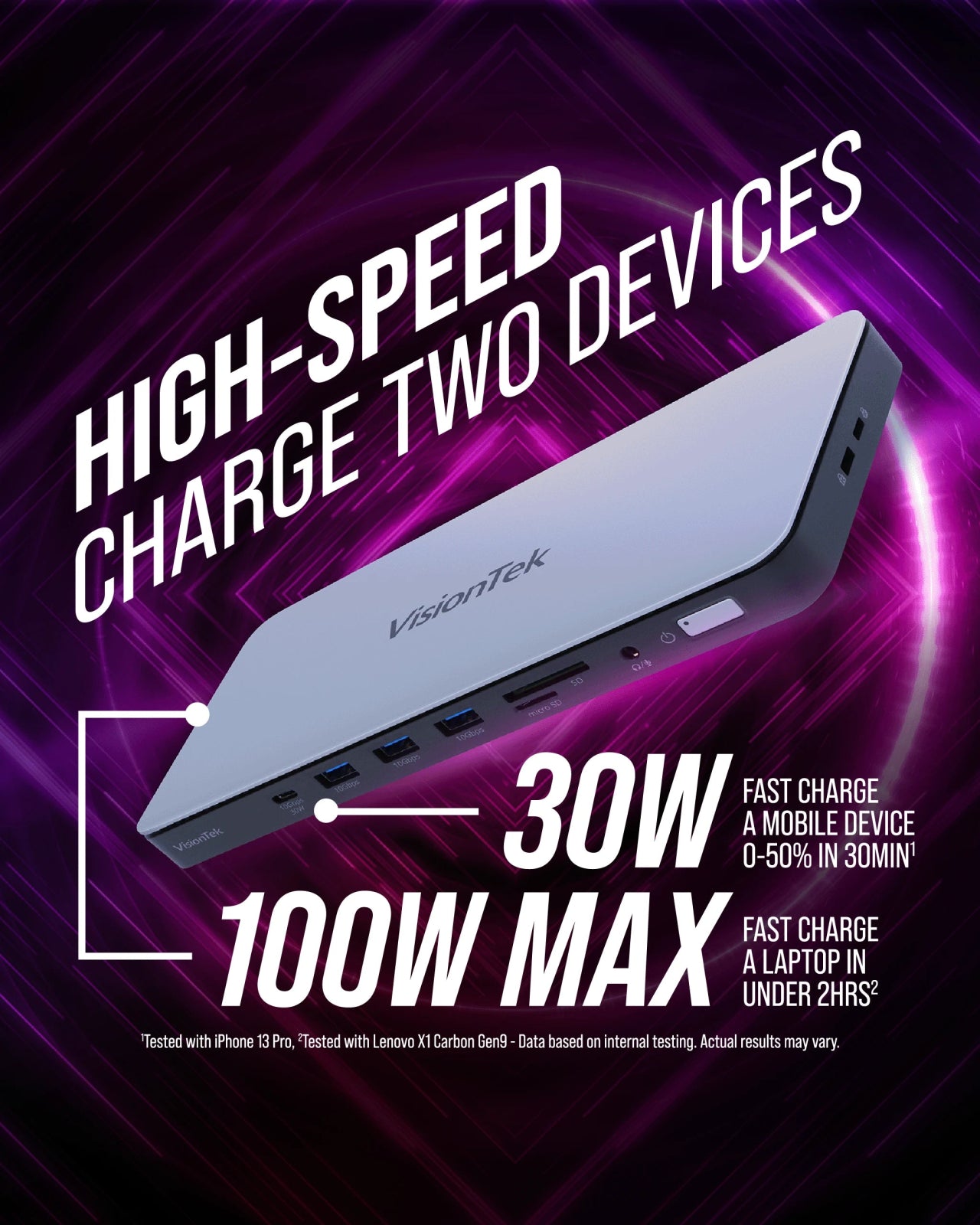 VisionTek.com - VisionTek VT2600 USB - C Docking Station | Triple Display | DP 1.4 | 11 - in - 1 Dock | 100W Power Delivery | 150W Power Adapter Included | Windows, Mac, ChromeOS Compatible