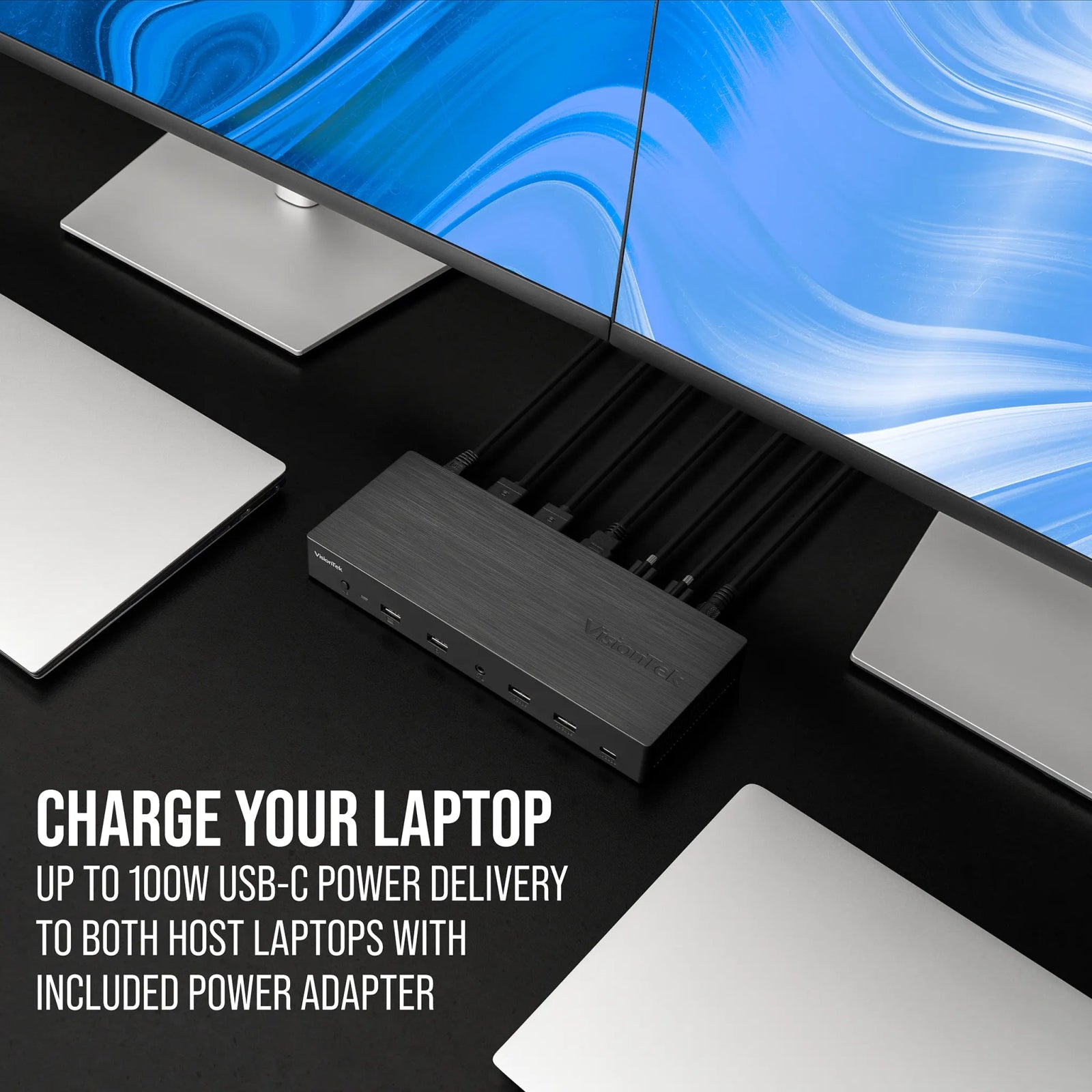 VisionTek.com - VisionTek VT4950 USB - C KVM Docking Station | Triple 4K Display | Dual Host Switch | DisplayLink + DP Alt Mode | 100W Power Delivery Per System | 230W Power Adapter Included | Windows, Mac, ChromeOS Compatible