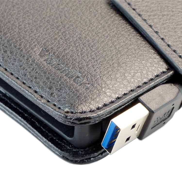 2.5" to USB 3.0 Bus Powered Portable Leather Drive Enclosure with built in USB Cable