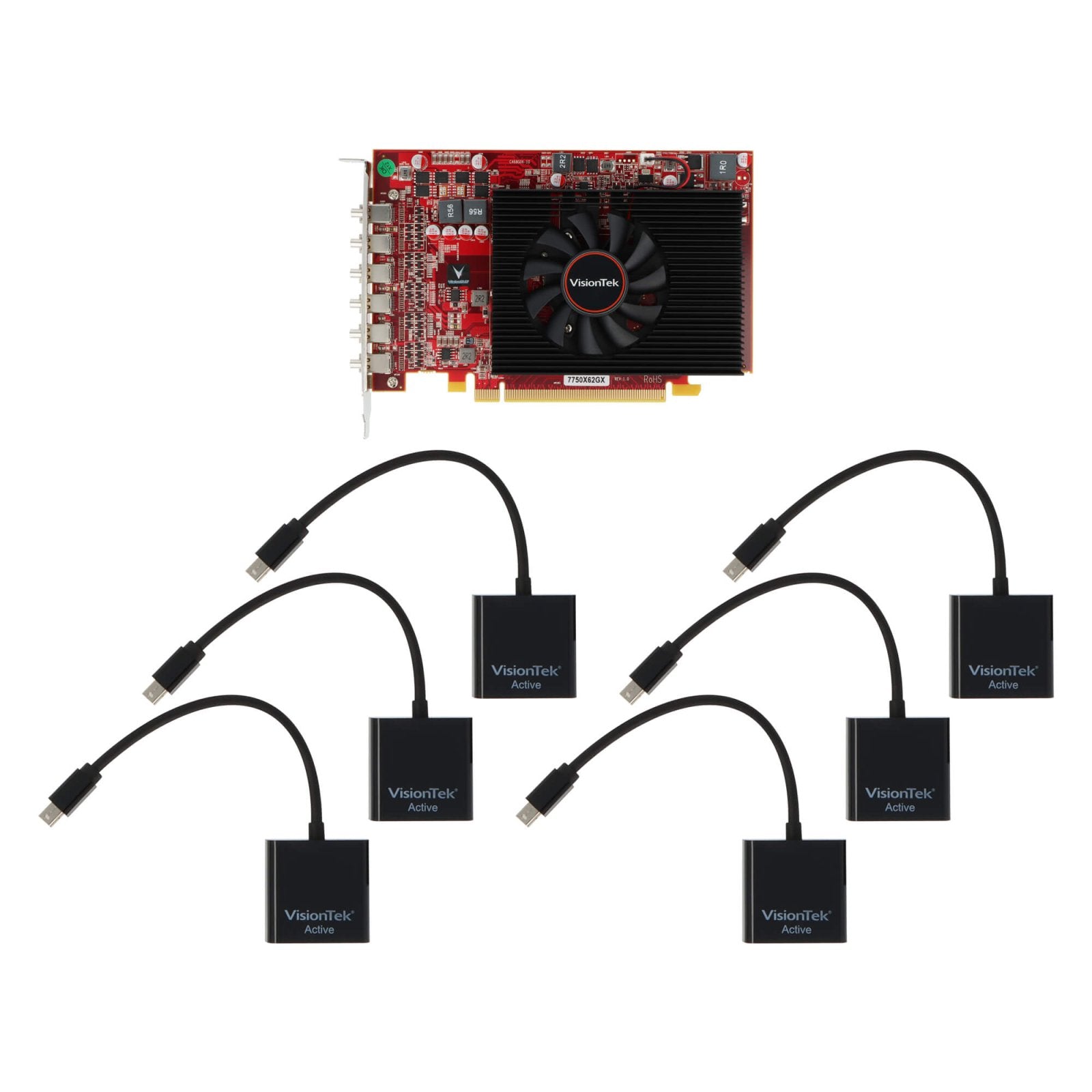 VisionTek.com - VisionTek Graphics Card - 2GB Radeon HD 7750 GDDR5 | 6 x Mini DisplayPort to HDMI | 6 Monitor Support | 4K @ 60Hz | Low Profile GPU | AMD Eyefinity | Legacy BIOS
