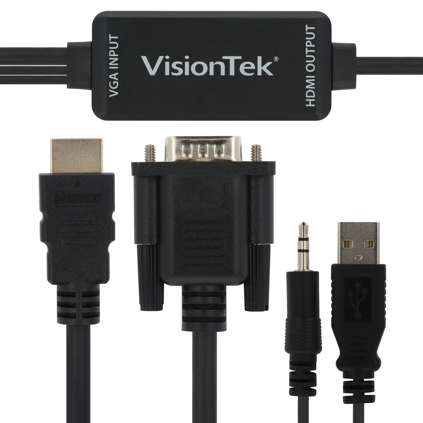 VisionTek.com - VisionTek VGA to HDMI Active Cable | 4 ft 11 in (1.5M) | FHD 1080p @ 60Hz | VGA to HDMI with Audio | Plug & Play | PC, Projector, TV Compatible