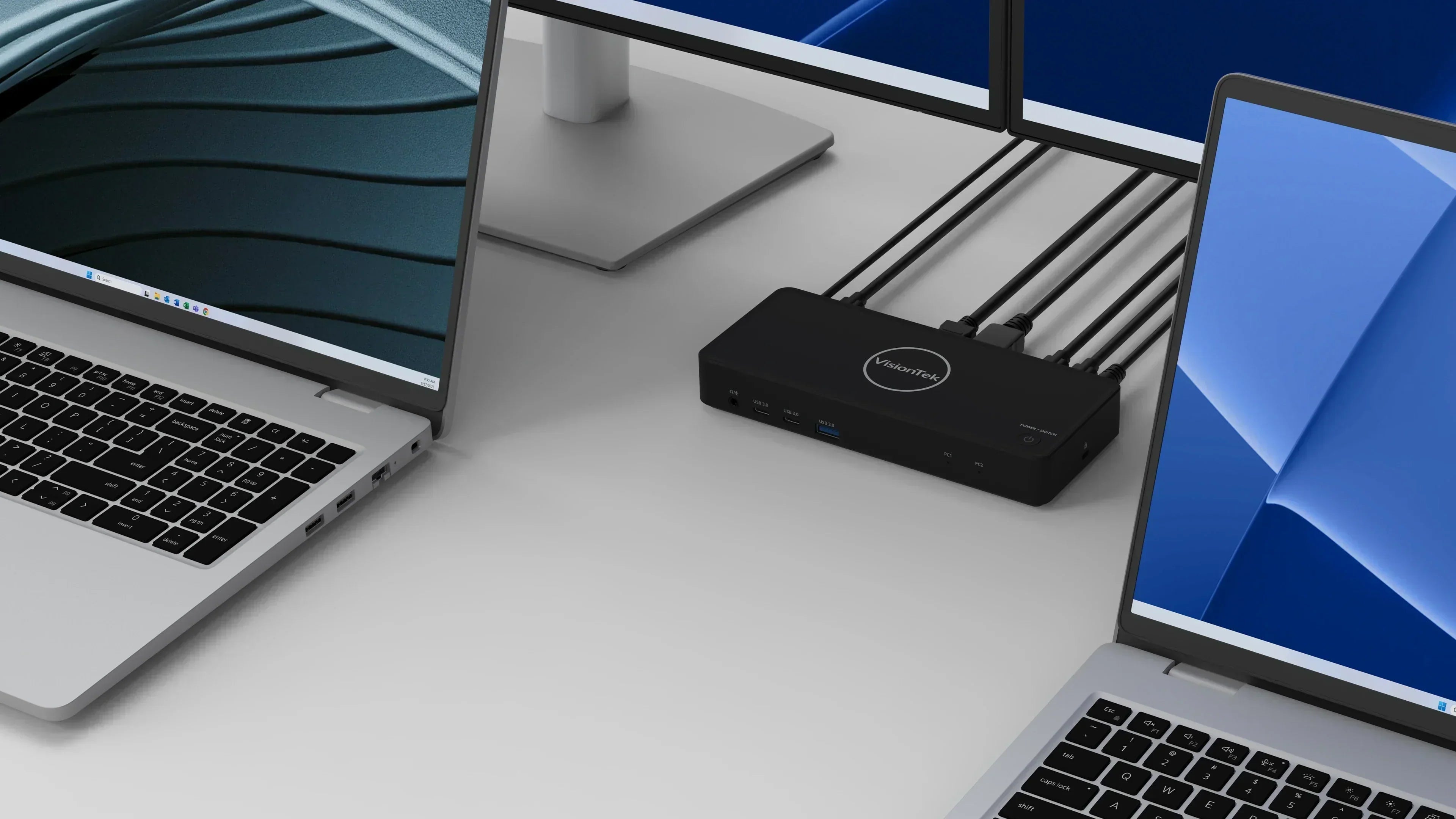 One Desk, Two Laptops: How to Choose the Right KVM Dock for Your Hybrid Setup - VisionTek.com
