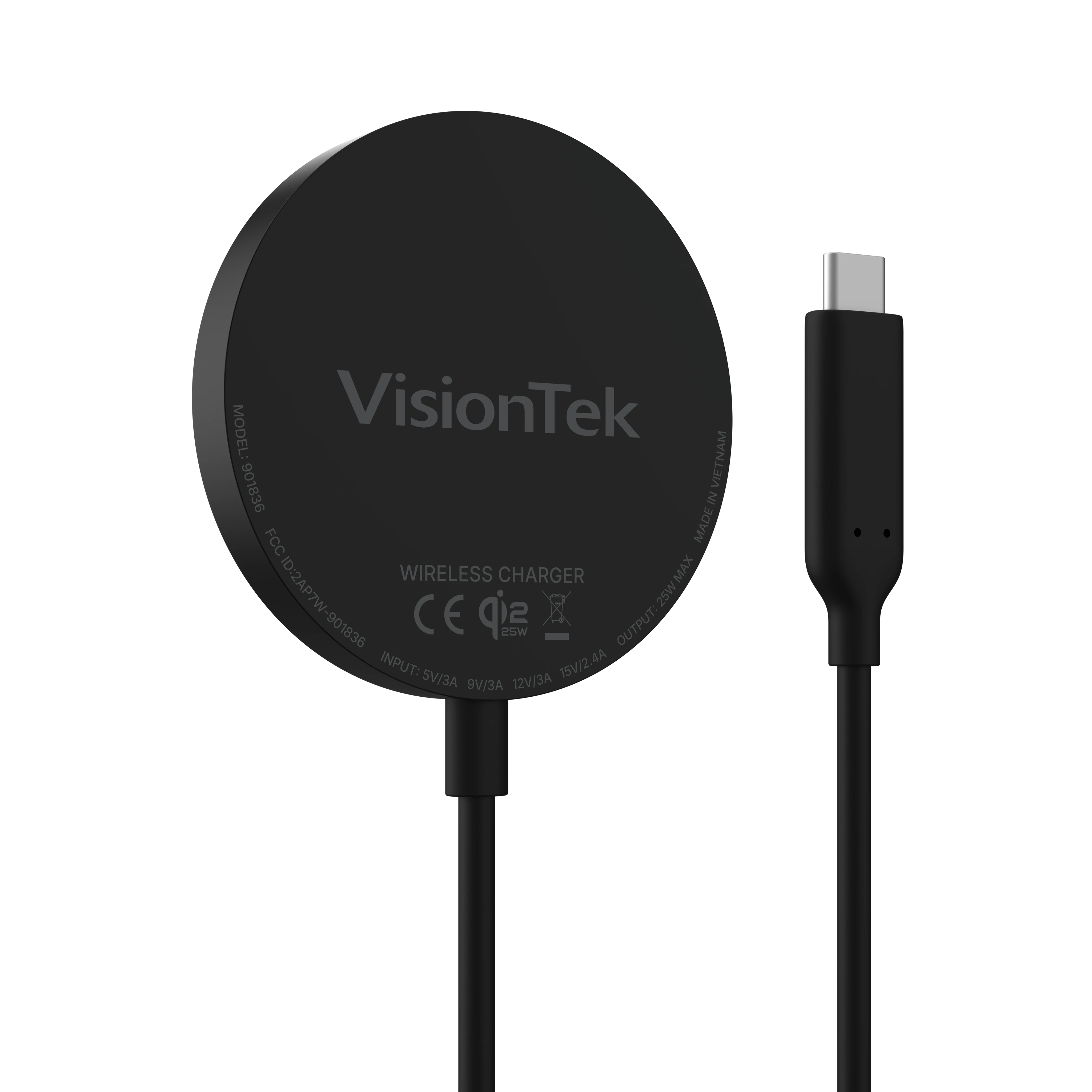 VisionTek Charge - 25W Magnetic Wireless Charger | Qi 2.2 Certified | Works with iPhone and Airpods