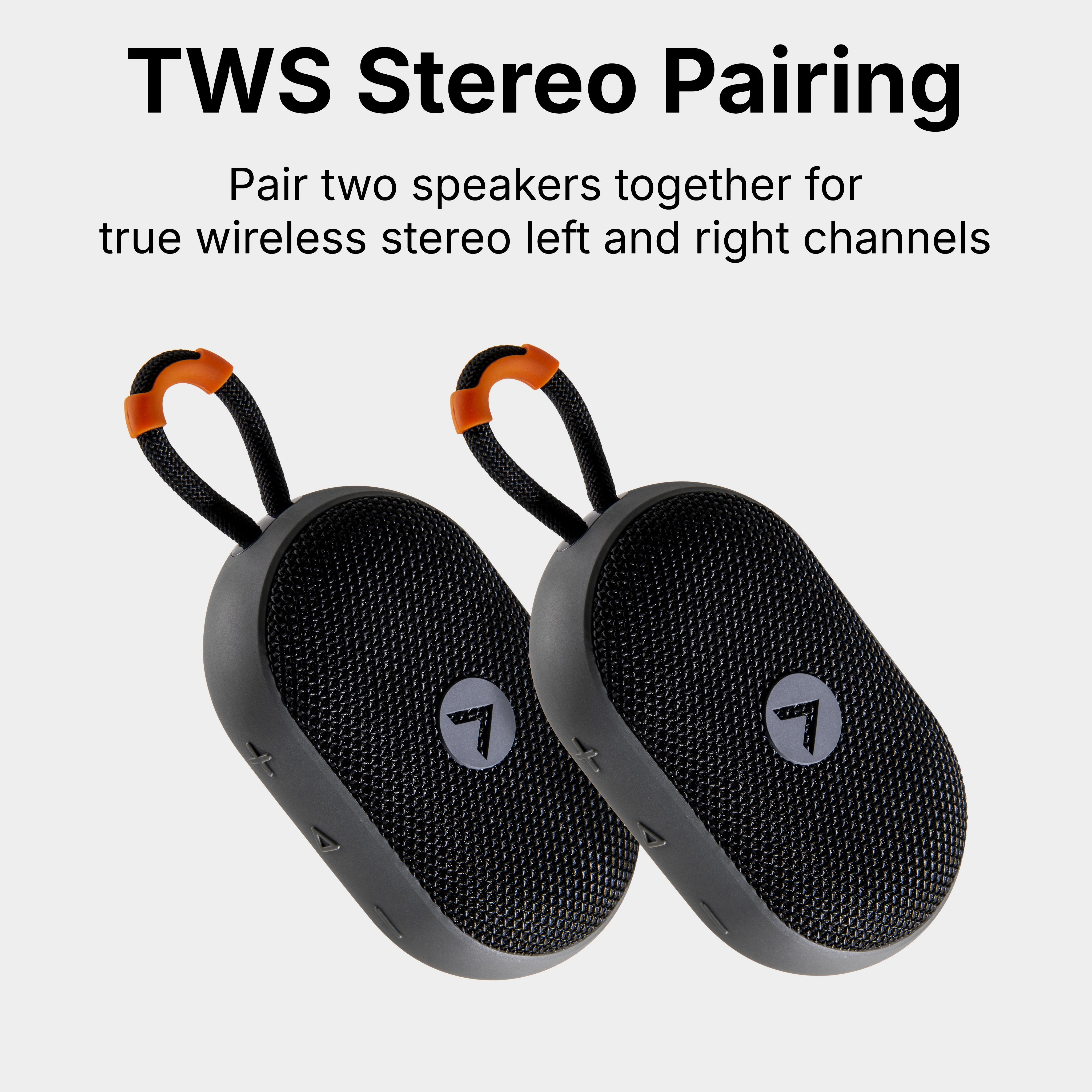 VisionTek Audio Mini Wireless Bluetooth Speaker | IPX7 Waterproof | 12 Hour Playtime | TWS Stereo | Built-in Mic | Bluetooth 5.3