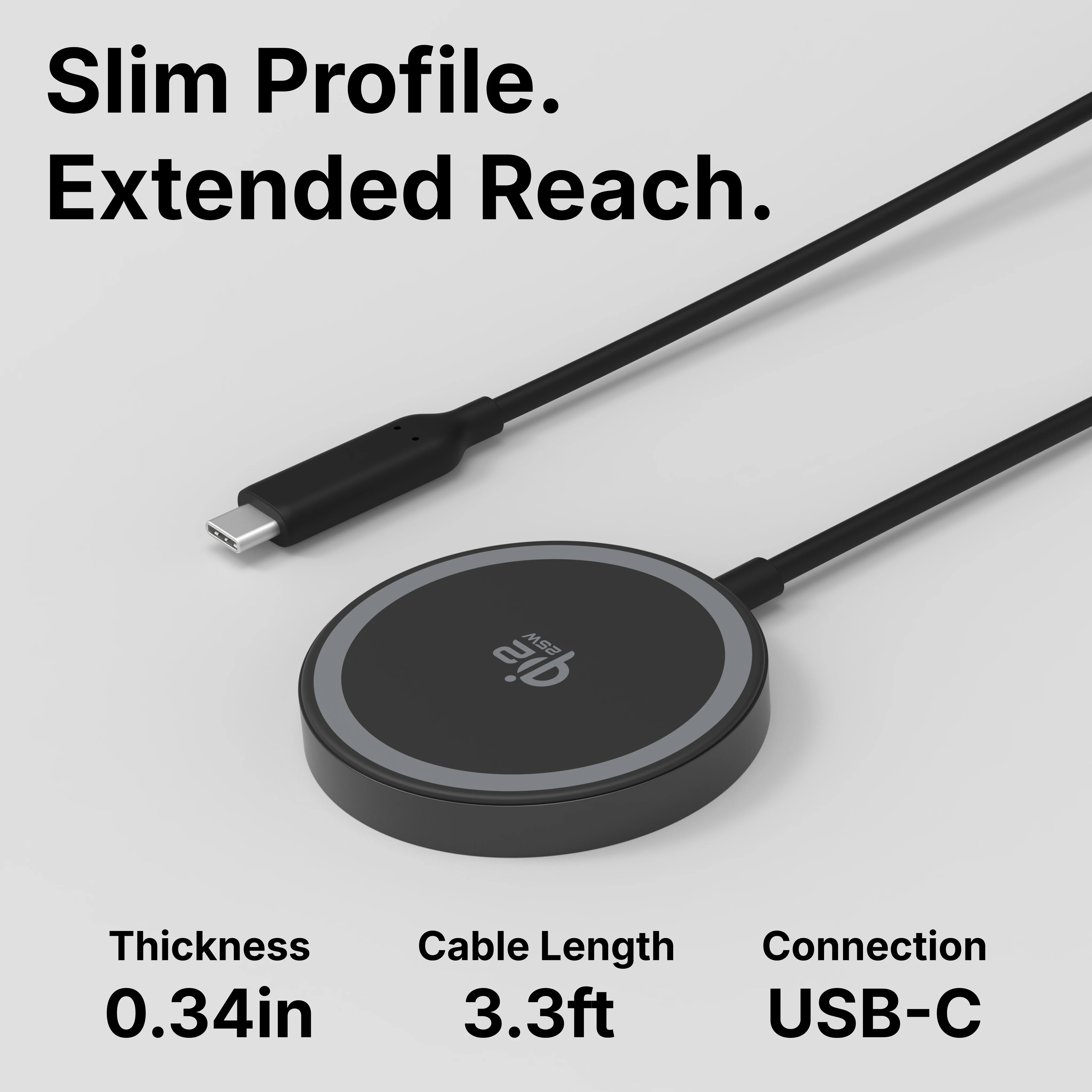 VisionTek Charge - 25W Magnetic Wireless Charger | Qi 2.2 Certified | Works with iPhone and Airpods