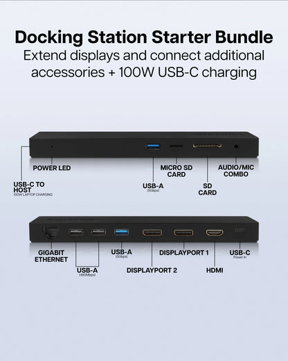 VT2510 USB-C Docking Station - Multi Display MST Dock 100W Power Delivery