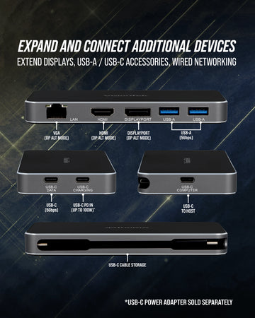 VT350 Portable USB-C Docking Station with Power Passthrough