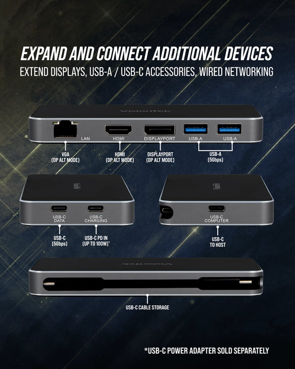 VT350 Portable USB-C Docking Station with Power Passthrough