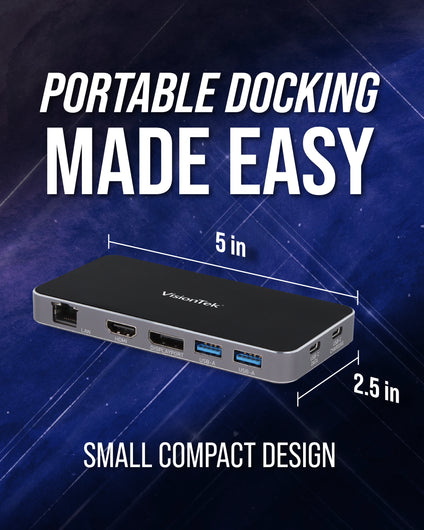 VisionTek VT400 Portable Docking Station (USB-C, MST)
