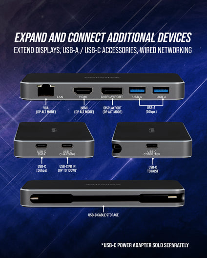 VisionTek VT400 Portable Docking Station (USB-C, MST)