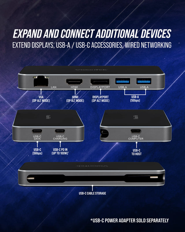 VisionTek VT400 Portable Docking Station (USB-C, MST)
