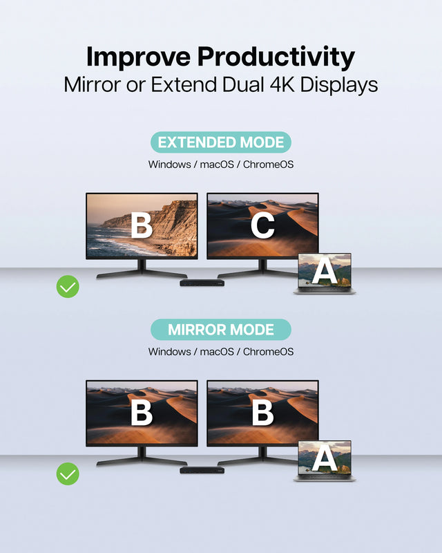 VT4510 Dual Display 4K USB 3.0 / USB-C Docking Station with 100W Power Delivery