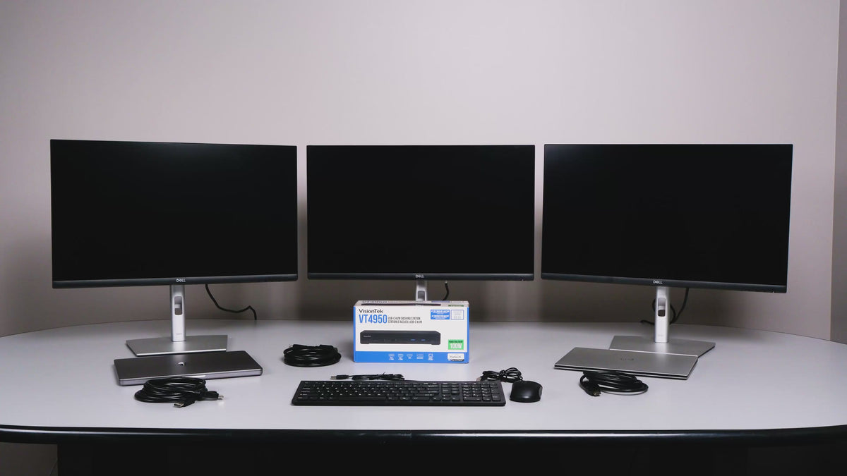 VisionTek VT4950 USB-C KVM Docking Station | Dual System Workstation Dock | Triple Display | DisplayLink + DP Alt Mode | 100W Power Delivery | Windows, Mac Compatible