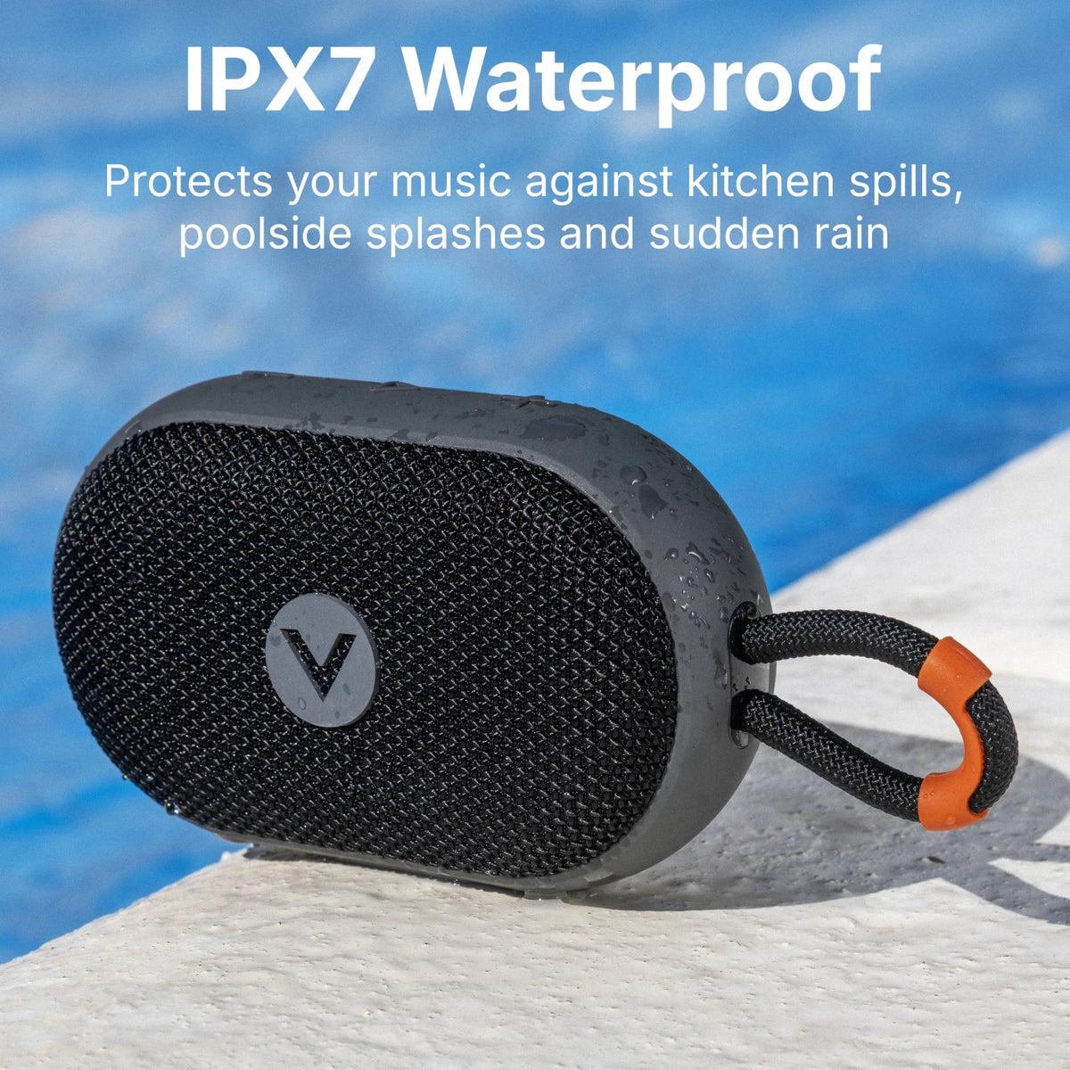 VisionTek.com-VisionTek Audio Mini Wireless Bluetooth Speaker | IPX7 Waterproof | 12 Hour Playtime | TWS Stereo | Built-in Mic | Bluetooth 5.3