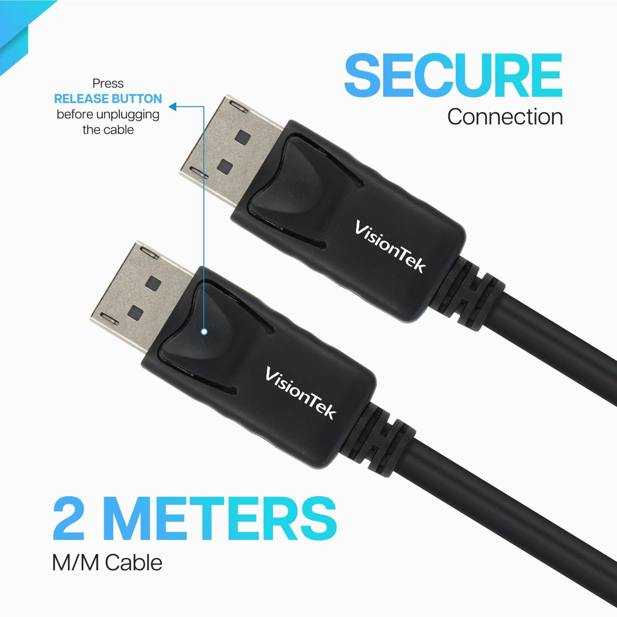 VisionTek.com-VisionTek DisplayPort 1.2 Cable (M/M) | 6 ft 6 Inch (2m) | 4K 60Hz High-Speed Connection | DisplayPort to DisplayPort | AMD Eyefinity Compatible