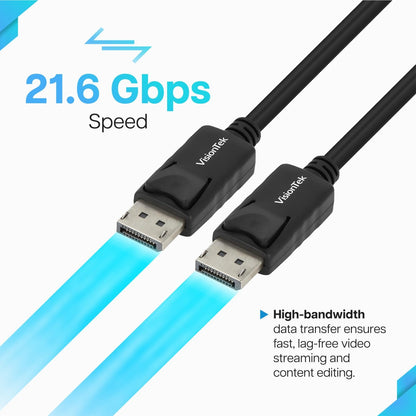 VisionTek.com-VisionTek DisplayPort 1.2 Cable (M/M) | 6 ft 6 Inch (2m) | 4K 60Hz High-Speed Connection | DisplayPort to DisplayPort | AMD Eyefinity Compatible