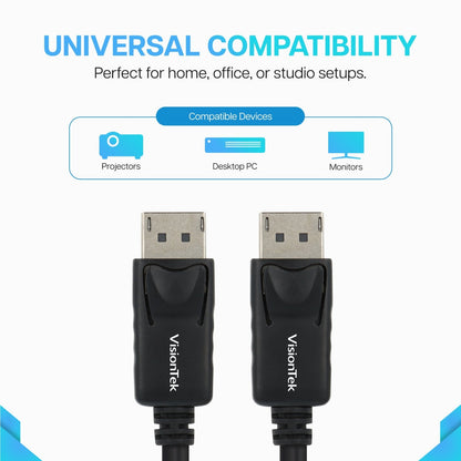 VisionTek.com-VisionTek DisplayPort 1.2 Cable (M/M) | 6 ft 6 Inch (2m) | 4K 60Hz High-Speed Connection | DisplayPort to DisplayPort | AMD Eyefinity Compatible