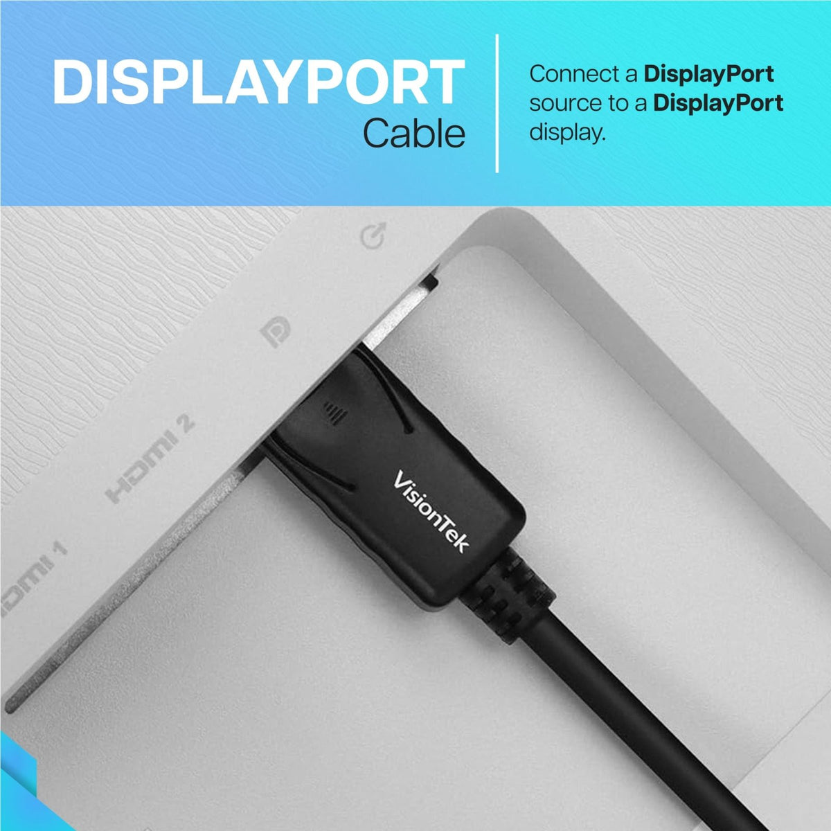 VisionTek.com-VisionTek DisplayPort 1.2 Cable (M/M) | 6 ft 6 Inch (2m) | 4K 60Hz High-Speed Connection | DisplayPort to DisplayPort | AMD Eyefinity Compatible