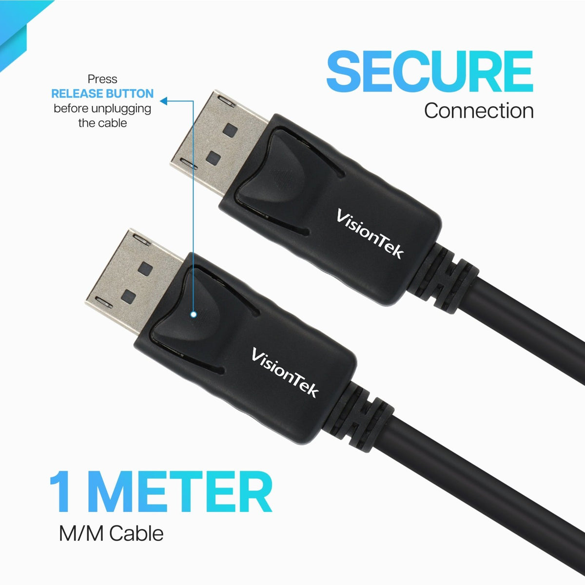 VisionTek.com-VisionTek DisplayPort 1.4 Cable | 3 ft 3 Inch (1M) | 8K UHD | 4K 120Hz | High-Speed DisplayPort to DisplayPort Connection | Compatible with Monitors, TVs, Projectors