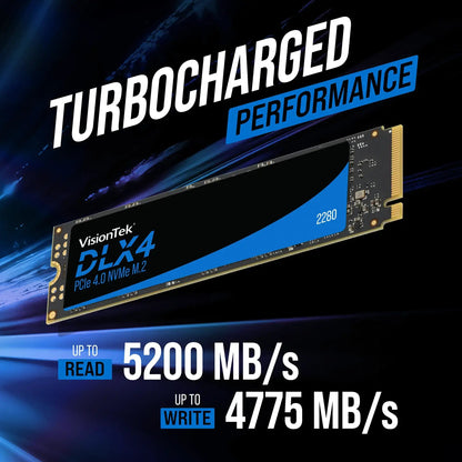 VisionTek.com - VisionTek SSD - 2TB DLX4 2280 M.2 | PCIe Gen4 NVMe | Up to 5200MB/s Read | OPAL 2.0 SED Encryption | High - Speed Secure Storage