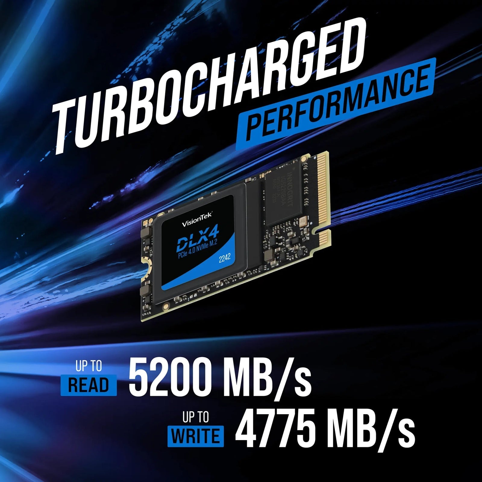 VisionTek.com - VisionTek SSD - 512GB DLX4 2242 NVMe | PCIe 4.0 x4 | OPAL 2.0 SED | Up to 5200MB/s Read | Secure Compact M.2 2242