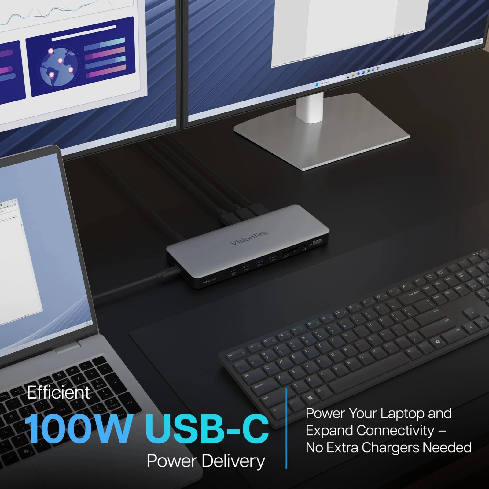 VisionTek.com - VisionTek VT2600 USB - C Docking Station | Triple Display | DP 1.4 | 11 - in - 1 Dock | 100W Power Delivery | 150W Power Adapter Included | Windows, Mac, ChromeOS Compatible