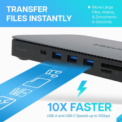 VisionTek.com - VisionTek VT2600 USB - C Docking Station | Triple Display | DP 1.4 | 11 - in - 1 Dock | 100W Power Delivery | 150W Power Adapter Included | Windows, Mac, ChromeOS Compatible