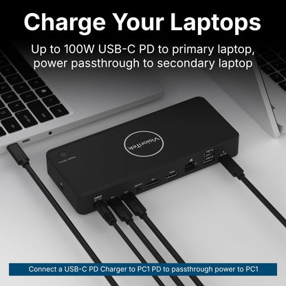 VisionTek.com - VisionTek VT2900 USB - C KVM Docking Station | Dual System Dock | DP Alt Mode | Dual Display | 100W Power Delivery | 130W Power Adapter Included | Best For Windows