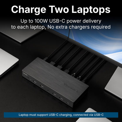 VisionTek.com - VisionTek VT4950 USB - C KVM Docking Station | Dual System Workstation Dock | Triple Display | DisplayLink + DP Alt Mode | 100W Power Delivery | Windows, Mac Compatible