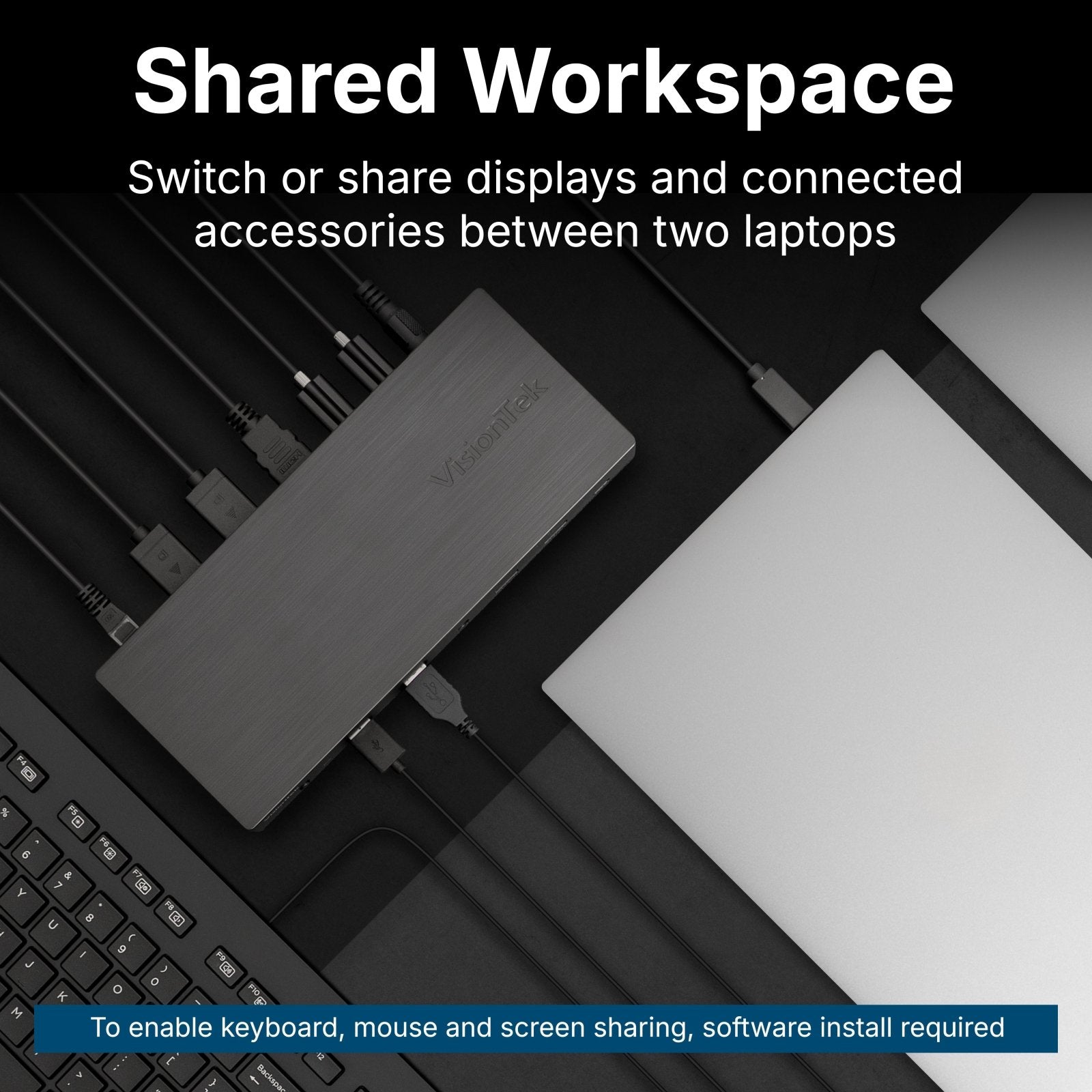 VisionTek.com - VisionTek VT4950 USB - C KVM Docking Station | Dual System Workstation Dock | Triple Display | DisplayLink + DP Alt Mode | 100W Power Delivery | Windows, Mac Compatible