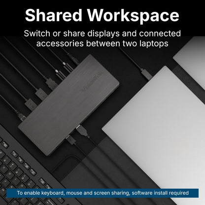 VisionTek.com - VisionTek VT4950 USB - C KVM Docking Station | Dual System Workstation Dock | Triple Display | DisplayLink + DP Alt Mode | 100W Power Delivery | Windows, Mac Compatible