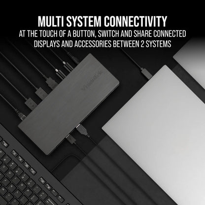 VisionTek.com - VisionTek VT4950 USB - C KVM Docking Station | Triple 4K Display | Dual Host Switch | DisplayLink + DP Alt Mode | 100W Power Delivery Per System | 230W Power Adapter Included | Windows, Mac, ChromeOS Compatible