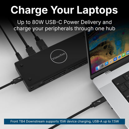 VisionTek.com - VisionTek VT5400 Dual 4K Docking Station | Thunderbolt 4 & USB - C | 80W Power Delivery | 8K Support | USB - A, SD, Ethernet | 120W Power Adapter Included | Windows, Mac Compatible