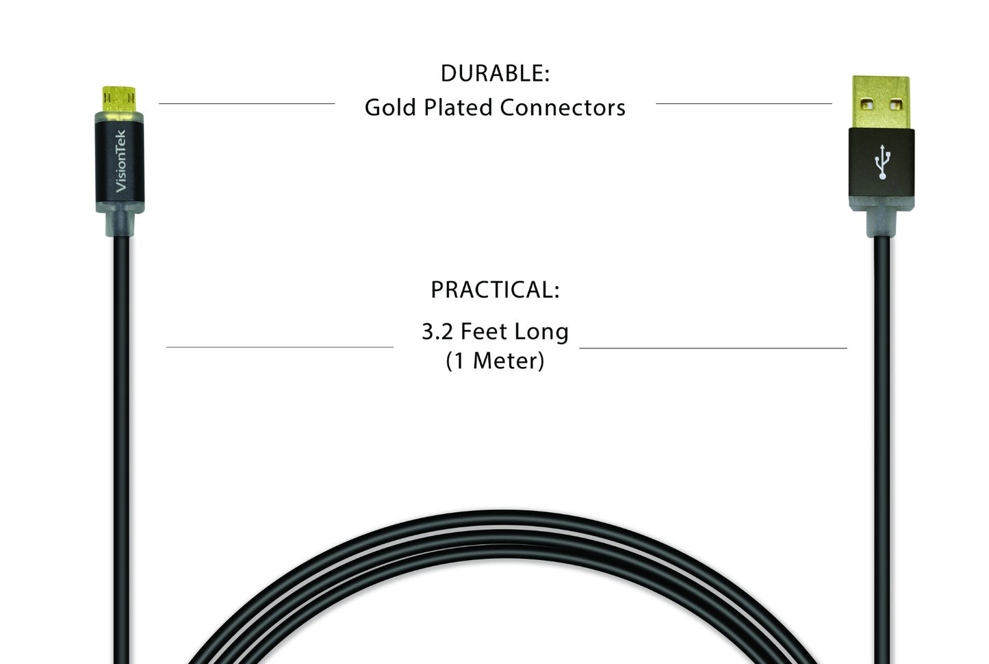 Micro USB to USB Smart LED 1 Meter Cable