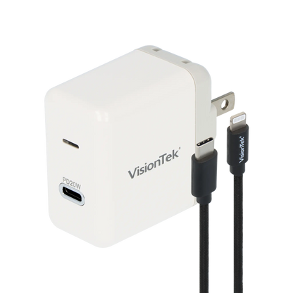 VisionTek 20W USB-C Power Adapter w/ Lightning Cable