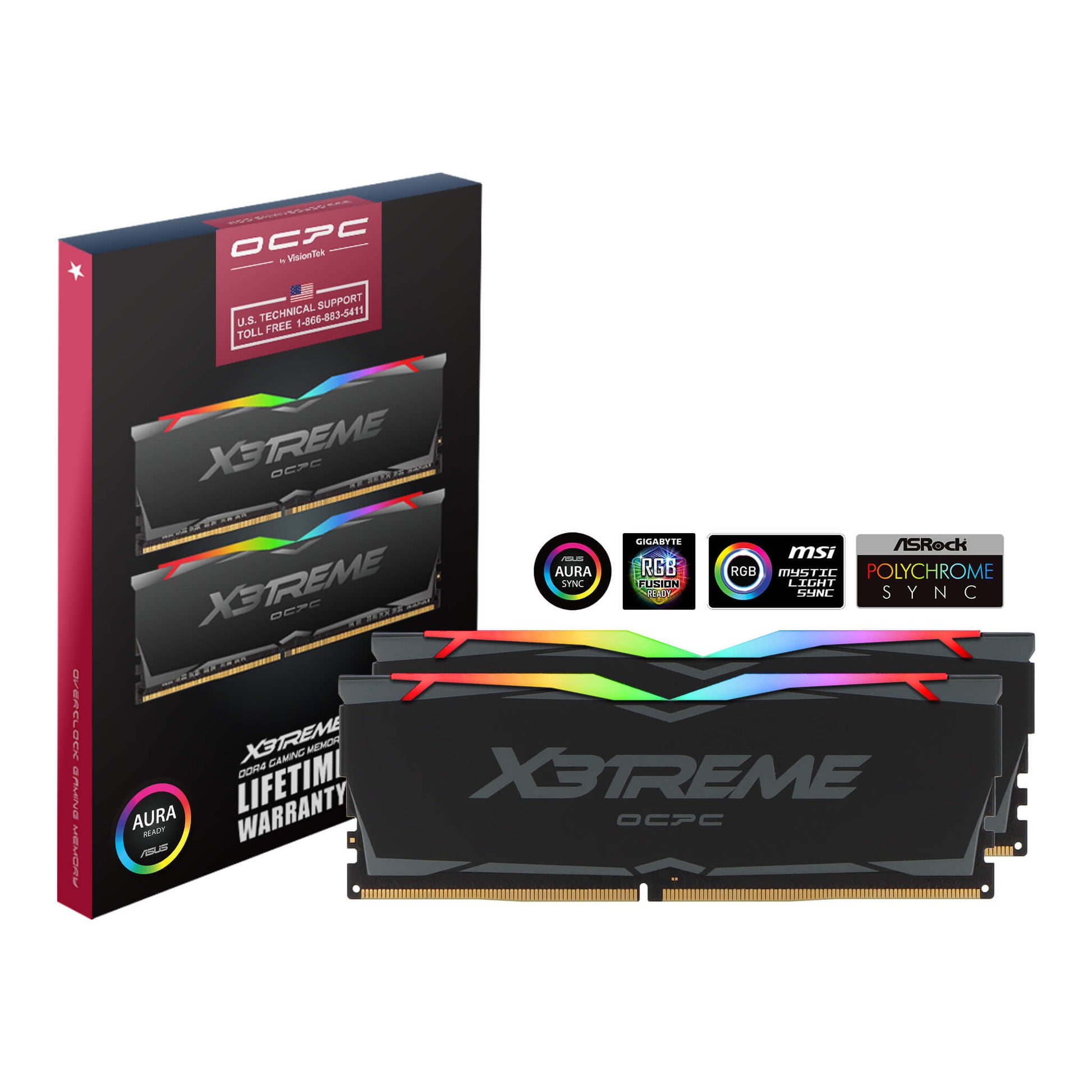 OCPC X3Treme Aura RGB DDR4 16GB Kit (8GBx2) 3600MHz –