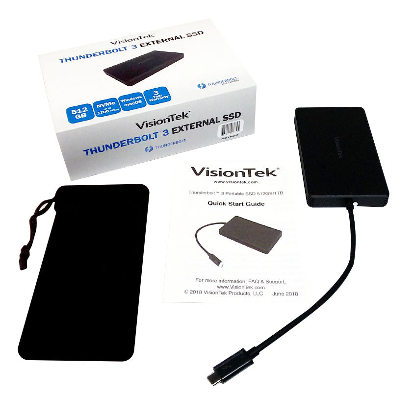 VisionTek 512GB Thunderbolt 3 ポータブル 外付けSSD Intel認証 バス