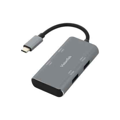 VisionTek.com - VisionTek USB - C Hub | 10Gbps | 2x USB - A + 2x USB - C Ports | Aluminum Body | High - Speed Expansion for Mac, PC, Thunderbolt 3/4