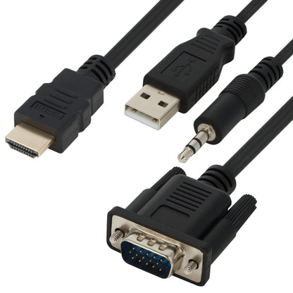 VisionTek.com - VisionTek VGA to HDMI Active Cable | 4 ft 11 in (1.5M) | FHD 1080p @ 60Hz | VGA to HDMI with Audio | Plug & Play | PC, Projector, TV Compatible