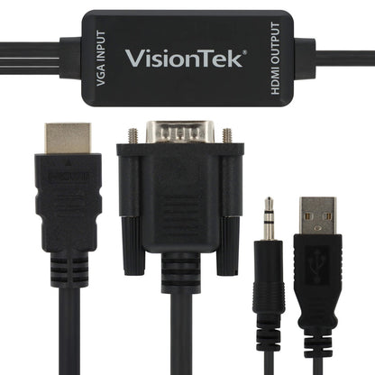 VisionTek.com - VisionTek VGA to HDMI Active Cable | 4 ft 11 in (1.5M) | FHD 1080p @ 60Hz | VGA to HDMI with Audio | Plug & Play | PC, Projector, TV Compatible
