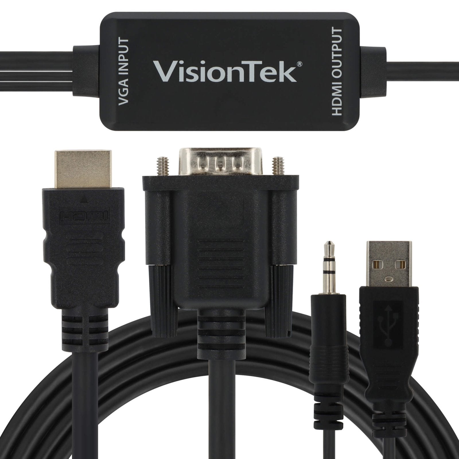 VisionTek.com - VisionTek VGA to HDMI Active Cable | 4 ft 11 in (1.5M) | FHD 1080p @ 60Hz | VGA to HDMI with Audio | Plug & Play | PC, Projector, TV Compatible