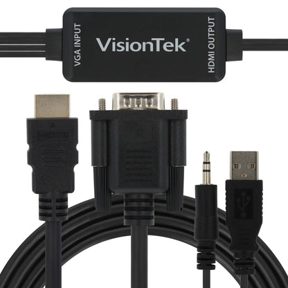 VisionTek.com - VisionTek VGA to HDMI Active Cable | 4 ft 11 in (1.5M) | FHD 1080p @ 60Hz | VGA to HDMI with Audio | Plug & Play | PC, Projector, TV Compatible